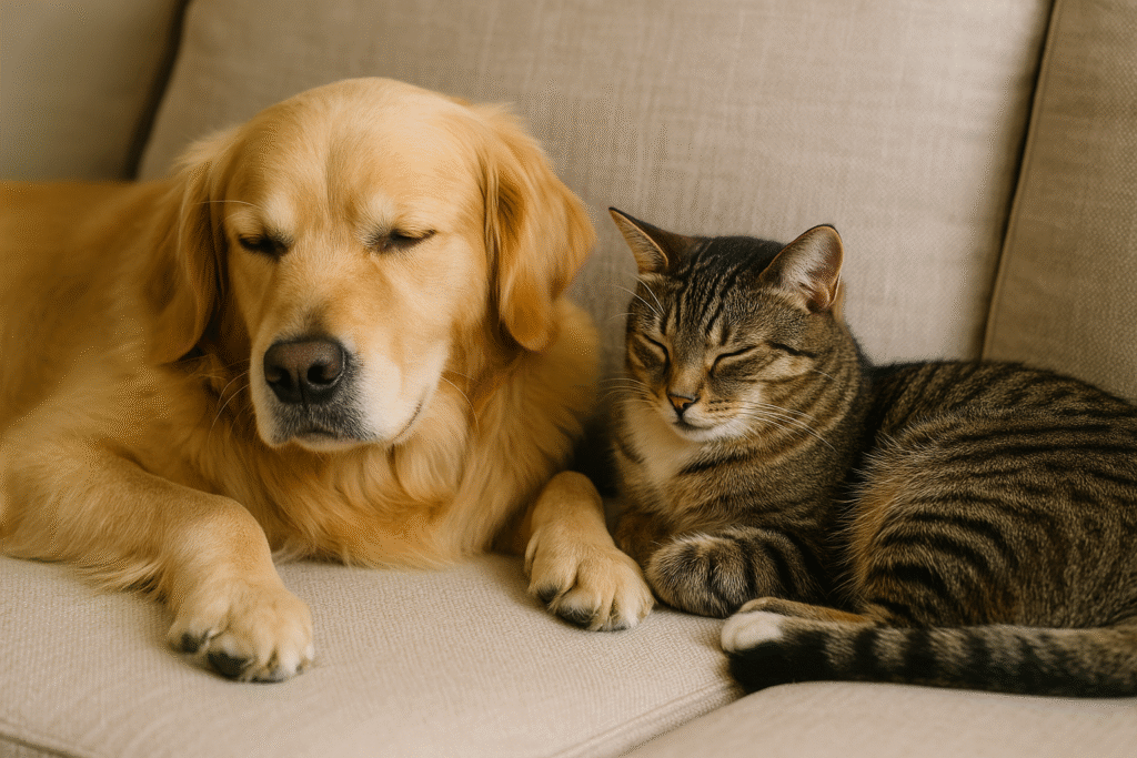 A dog and a cat, art for the Tail-Wagging Tunes episode