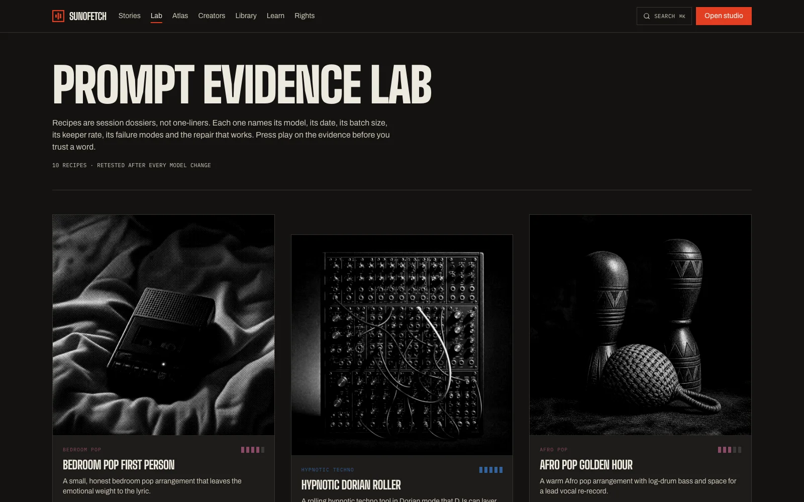 The Prompt Evidence Lab on sunofetch.com