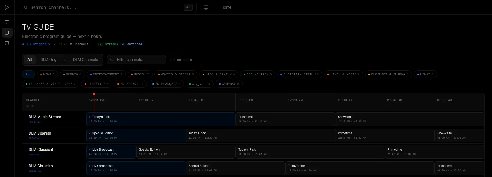 The TV guide in DLM Broadcast