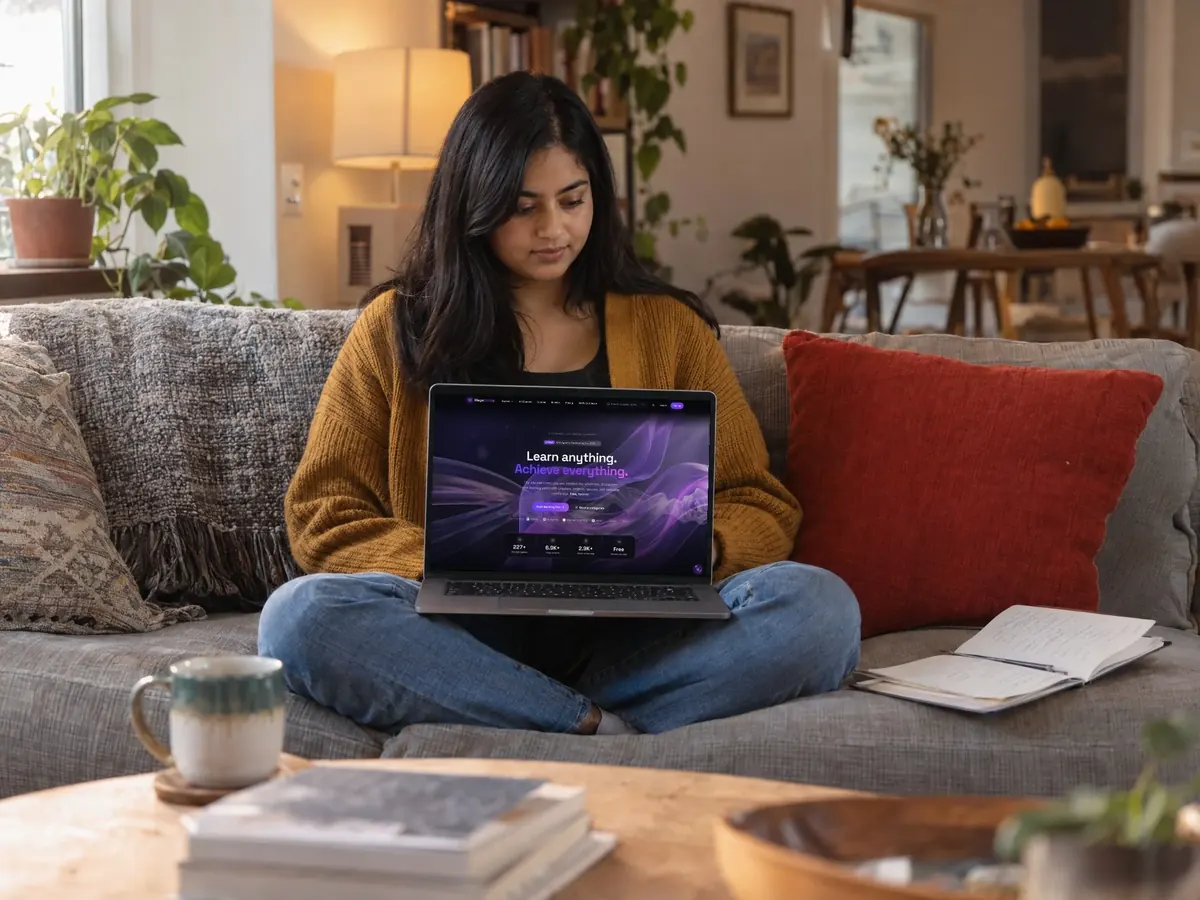 MegaCourse in use on a laptop in a working studio