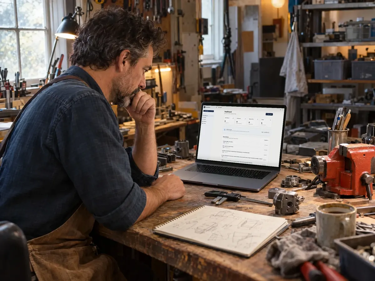 Patent Writer in use on a laptop in a working studio