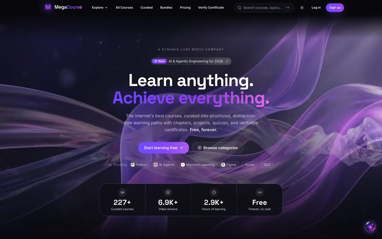 MegaCourse, captured from the live product